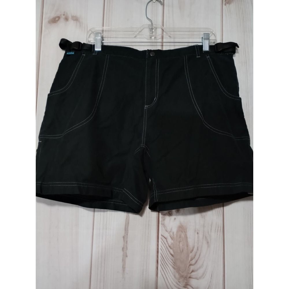 Kuhl Mens Black Cotton Nylon Hiking Shorts XL Integrated Belt Contrast Stitch